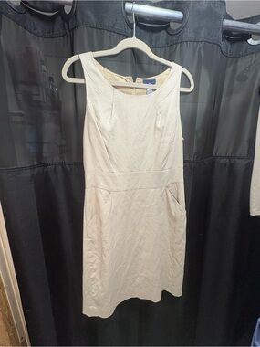 J. Crew khaki / Cream Sleeveless Midi Sheath Dress